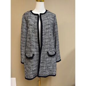 T Tahari Tweed Open Front Long Sleeve Blazer Jacket  Women's Size PL